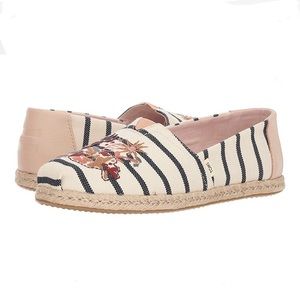 Tom’s alpargata floral embroidery woven stripe new